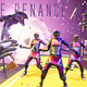 A shot of NPCs in Mayhem On A Rainbow, in purple madness.